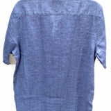 Theory Men's Navy Size M Button Down Linen Short Sleeve Shirt