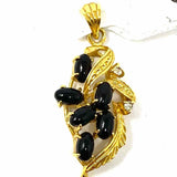 Estate 14K Yellow Gold Plated 1.25" Cluster Black Stone Crystal Charm