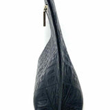 Henri Bendel Empire Pouch Black Zip Monogram Leather Clutch