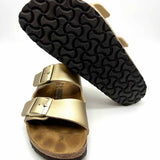 Birkenstock Arizona Women's Gold Size 8 Slide Leather Metallic Sandals