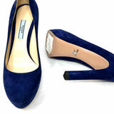 Prada Women's Blue Size 39/8.5 Platform Suede Pumps
