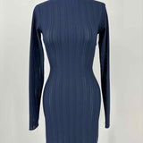alo Euphoria Women's Navy Size XS Long Sleeve Perforated Dress