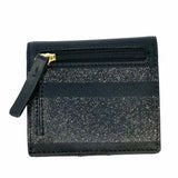 Kate Spade Black Compact Stripe Saffiano Leather Wallet
