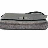 Coach Crosstown Silver Turnlock Metallic Pebbled Leather Crossbody