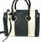 MCM Neo Milla Canvas Black Taupe Tote Stripe Satchel