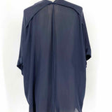 Vince Women's Navy Size S V-Neck Silk Short Sleeve Top