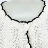 Lost+Wander Women's White Size M/L Scalloped Knit Cardigan