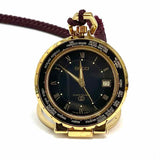 Gucci 1980's World Travel Pocket Watch Alarm Clock Metal Gold Plated Watch