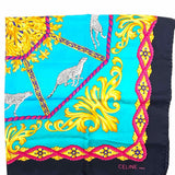 Celine Silk Blue Yellow Square 34" Jaguar Scarf