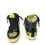 Golden Goose 12.2 Women's Black Gold Sz 38/8 High Top Leather Metallic Sneakers