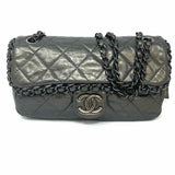 Chanel 2012 Medium Chain Me Charcoal Quilted Calfskin Made in Italy Shoulder Bag