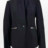 rag & bone Women's Black Size 2 Leather Trim Blazer