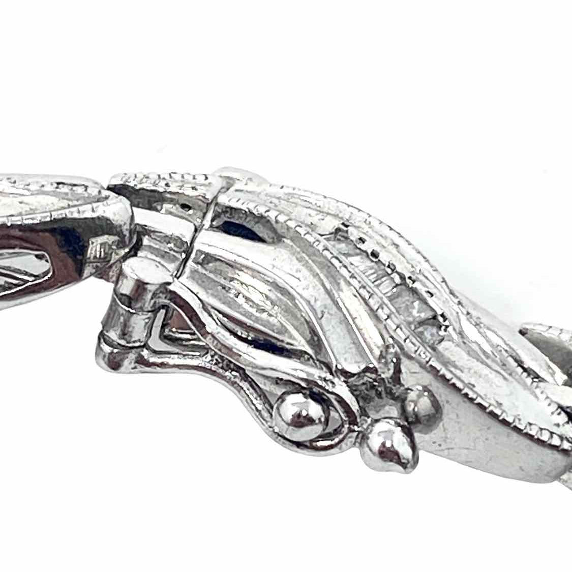 .925 Sterling Silver Diamond Baguettes Bracelet