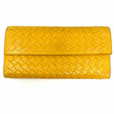 Bottega Veneta Yellow Accordion Intrecciato Leather Wallet