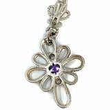 Judith Ripka 925 Sterling Silver Dangle Cable Flower Cubic Zirconia Earrings
