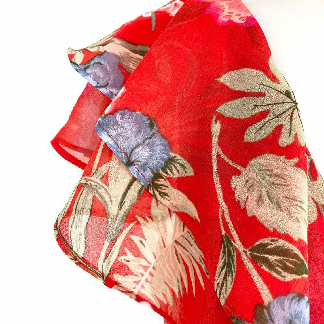 WAYF Chelsea Tiered Ruffled Women's Red Size S Midi Floral Dress