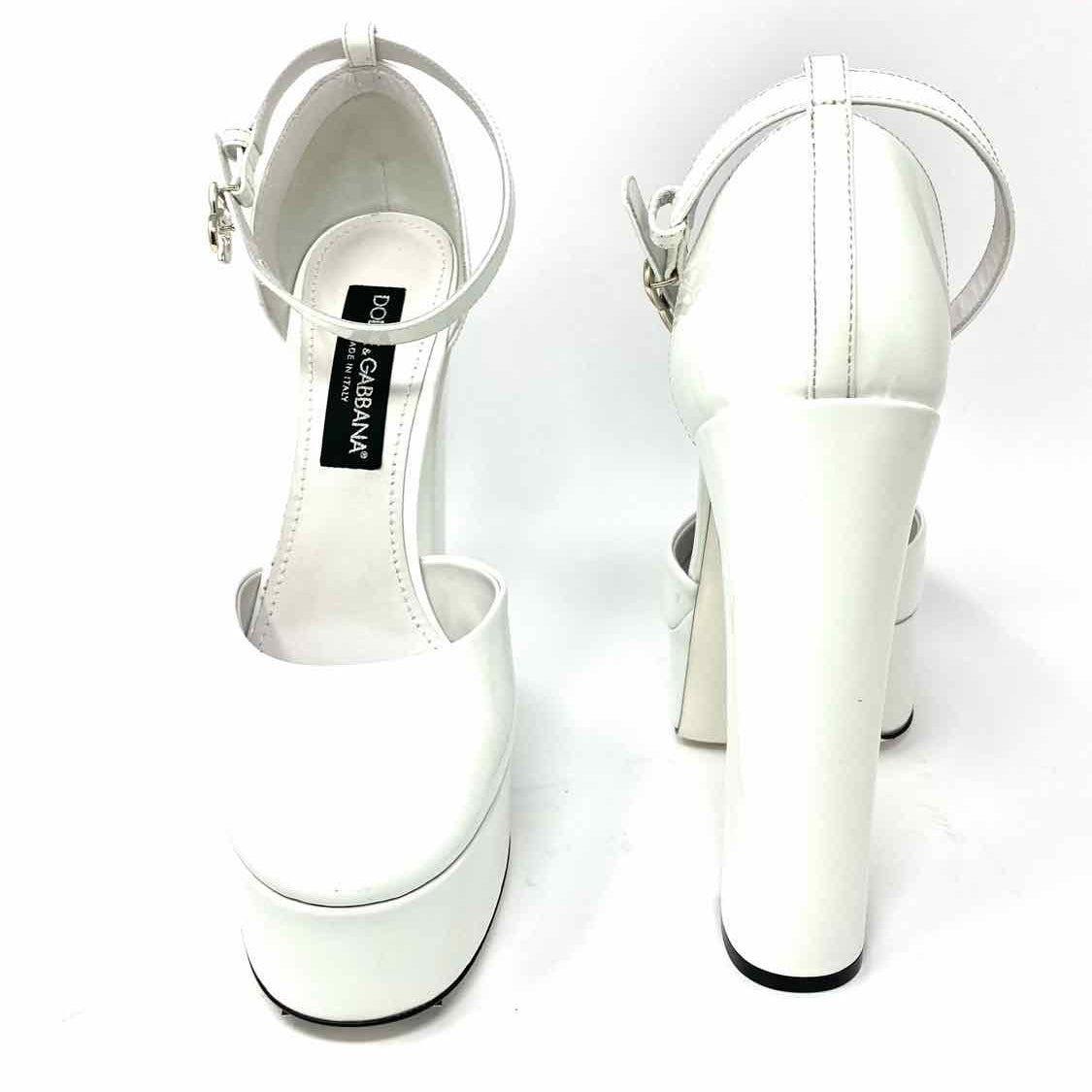 DOLCE & GABBANA Women's White Size 41/10.5 Platform Patent Leather Pumps