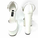 DOLCE & GABBANA Women's White Size 41/10.5 Platform Patent Leather Pumps