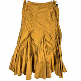 Women's Gold Size S Midi Silk Ruched Skirt