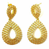 Cote d' Argent Gold Tone Dangle 2" Teardrop Cubic Zirconia Earrings