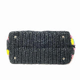 Prada Metal Triangle Top Handle Tote Raffia Multi-Color Tote Circle Satchel