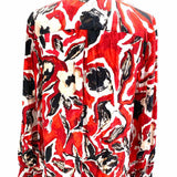 Nic + Zoe Petal Pop Women's Red Size M Viscose Smocked Abstract Long Sleeve