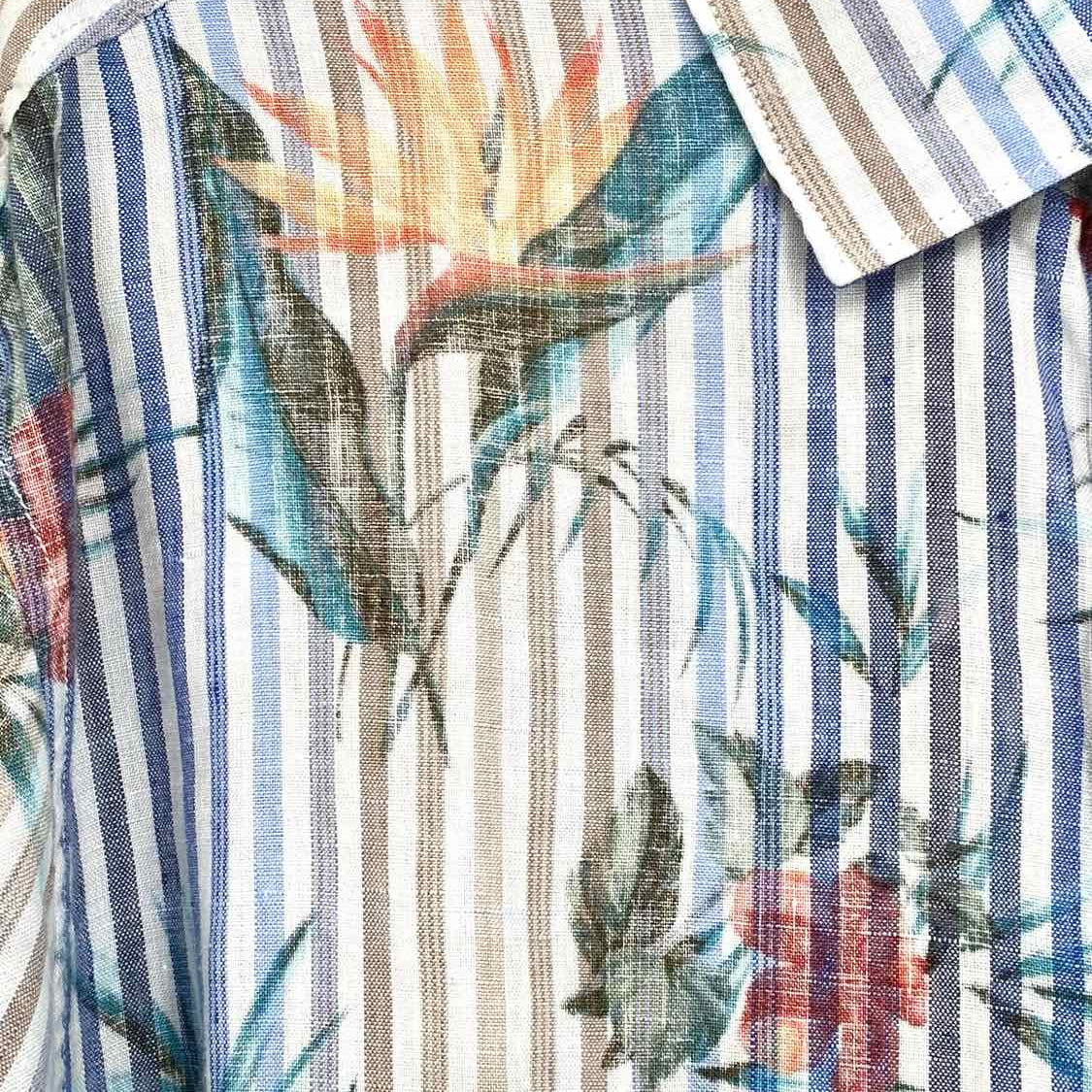 Tommy Bahama Men's Multi-Color Stripe Floral Size L Long Sleeve Shirt