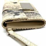 Calvin Klein Black Beige Snake Print Leather Wristlet
