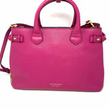 Burberry Banner Magenta Pebbled Leather Tote