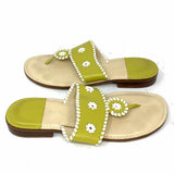 Apostrophe Women's Green Size 8 Leather Stitched Flip-Flops