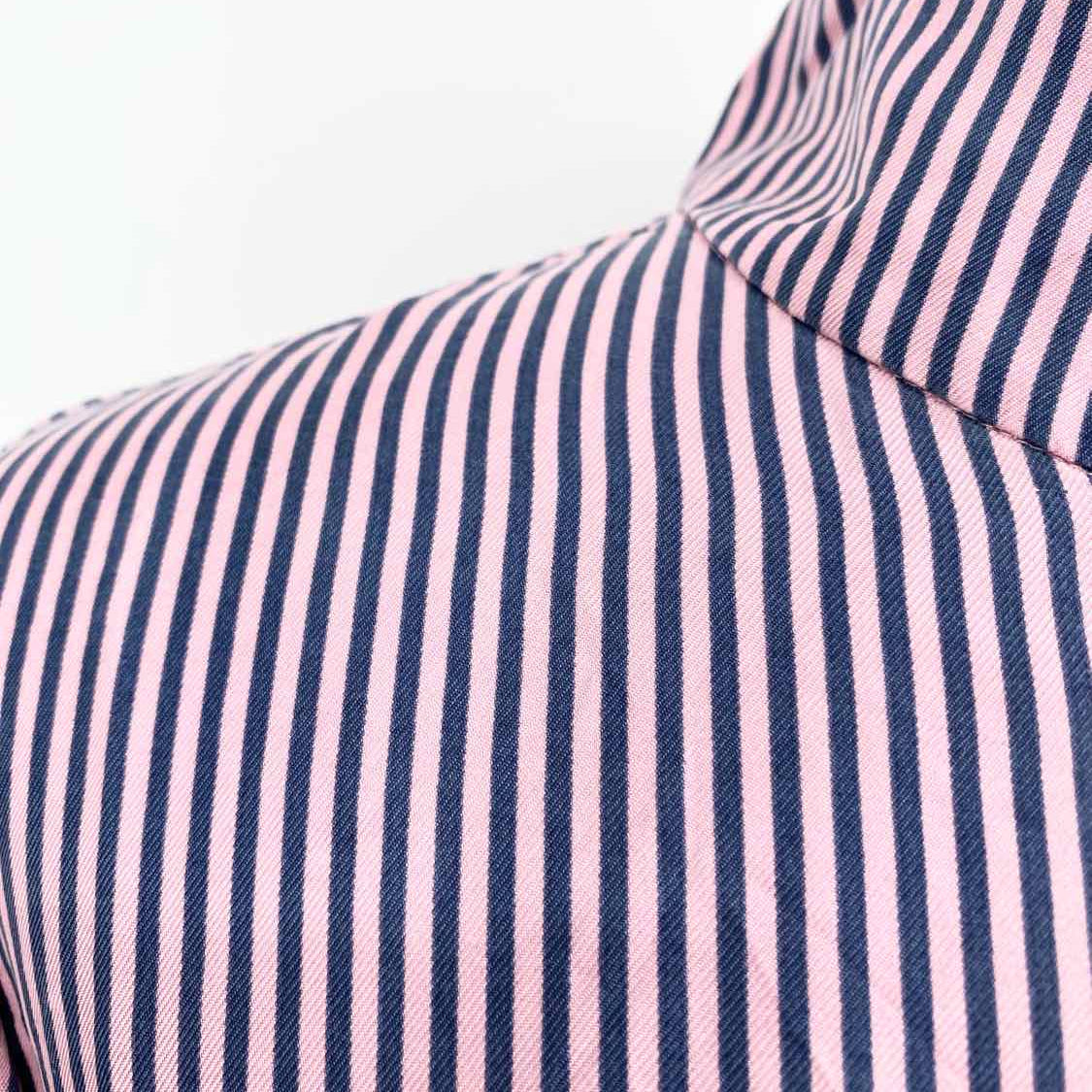 Ted Baker Women's Pink Mock Neck Silk Stripe Size 6 Long Sleeve