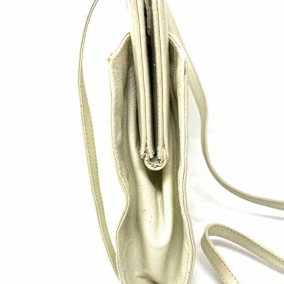 I. Magnin Cream Buckle Leather Crossbody Clutch