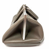 Perrin Paris Gray Hinged Pebbled Leather Satchel