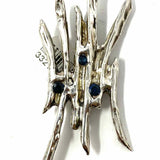 Estate Branches Sterling Silver Brutalist Blue Gemstone Brooch