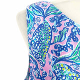 Lilly Pulitzer Maurina Shift Women's Blue Pink Size 6 Sleeveless Linen Dress