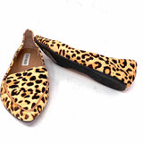 Steve Madden Women's Black Beige Size 8 Pointed Calf Hair Leopard Print Loafers