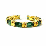Estate Size 7 .925 Sterling Gold Plated Green Stone Thailand Ring