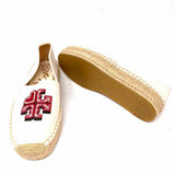 Tory Burch Love Women's Beige Size 7.5 Espadrille Logo Flats