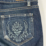 Paige Laurel Canyon Women's Dark Blue Size 25/0 Bootcut Distressed Jeans