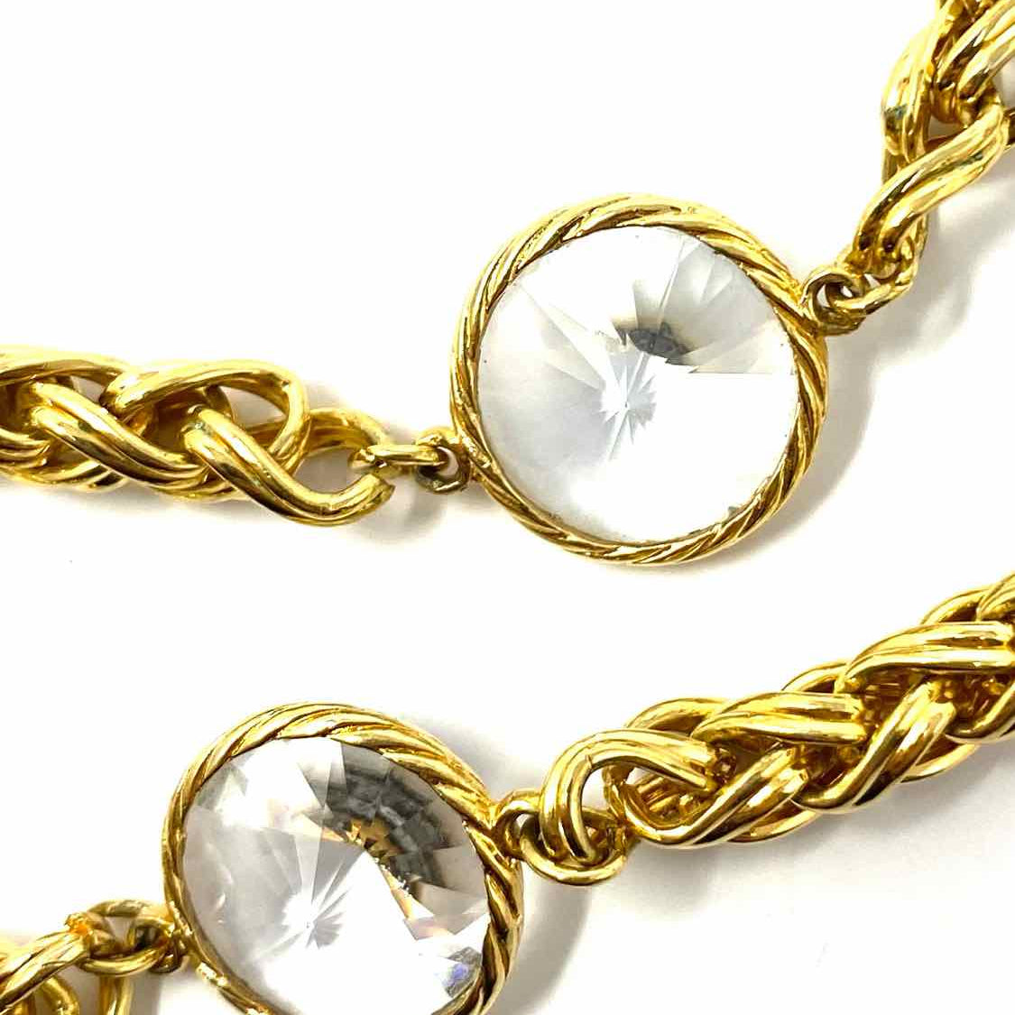 Estate Metal Gold Tone 36 Crystal Necklace
