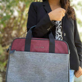 Ted Baker Piranha Canvas Red Gray Laptop Color Block Briefcase