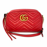 Gucci Red Camera Bag Marmont Quilted Leather Crossbody