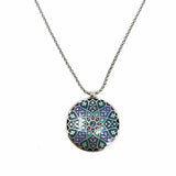 Brighton Zahra Love Enamel Blue Silver Tone Pendant 18" Mandala Necklace