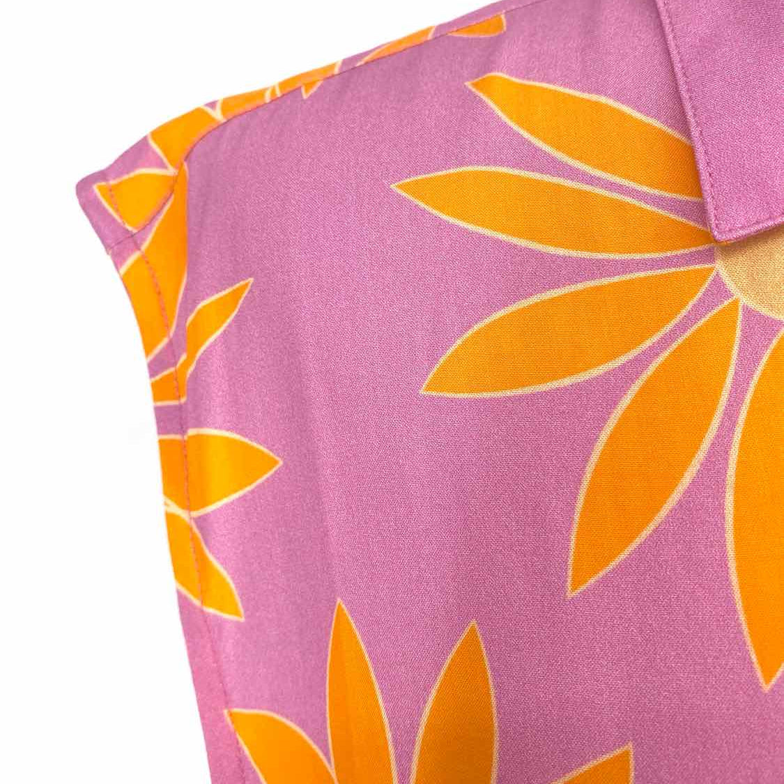 JACQUEMUS La Chemise Frescu "La Splash" Pink Orange Size 46/XL Floral Sleeveless