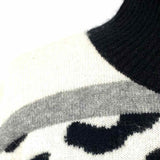 Brodie Women's Black White Size M Mock Neck Cashmere Leopard Print Sweater
