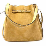 Tory Burch Romy Pick Stitch Large Bucket Bag Beige Suede Bucket Bag