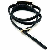 Alexander McQueen Leather Black Gold Tone Wrap Razor-Blade Bracelet