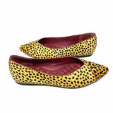 Birdies Goldfinch Women's Brown Size 7.5 Pointed Calf Hair Cheetah Print Flats
