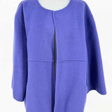 Eileen Fisher Women's Blue Size L Open Front Wool Blend Jacket