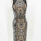 Cache Beige/Black Size XS sheath Cheetah Dress